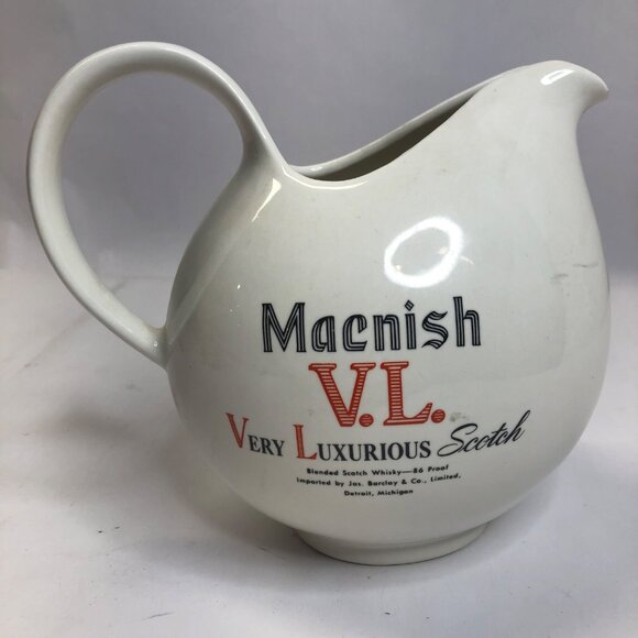 Antique Macnish V.I. Very Light Scotch Whiskey Ceramic Pitcher 7” - Picture 1 of 15